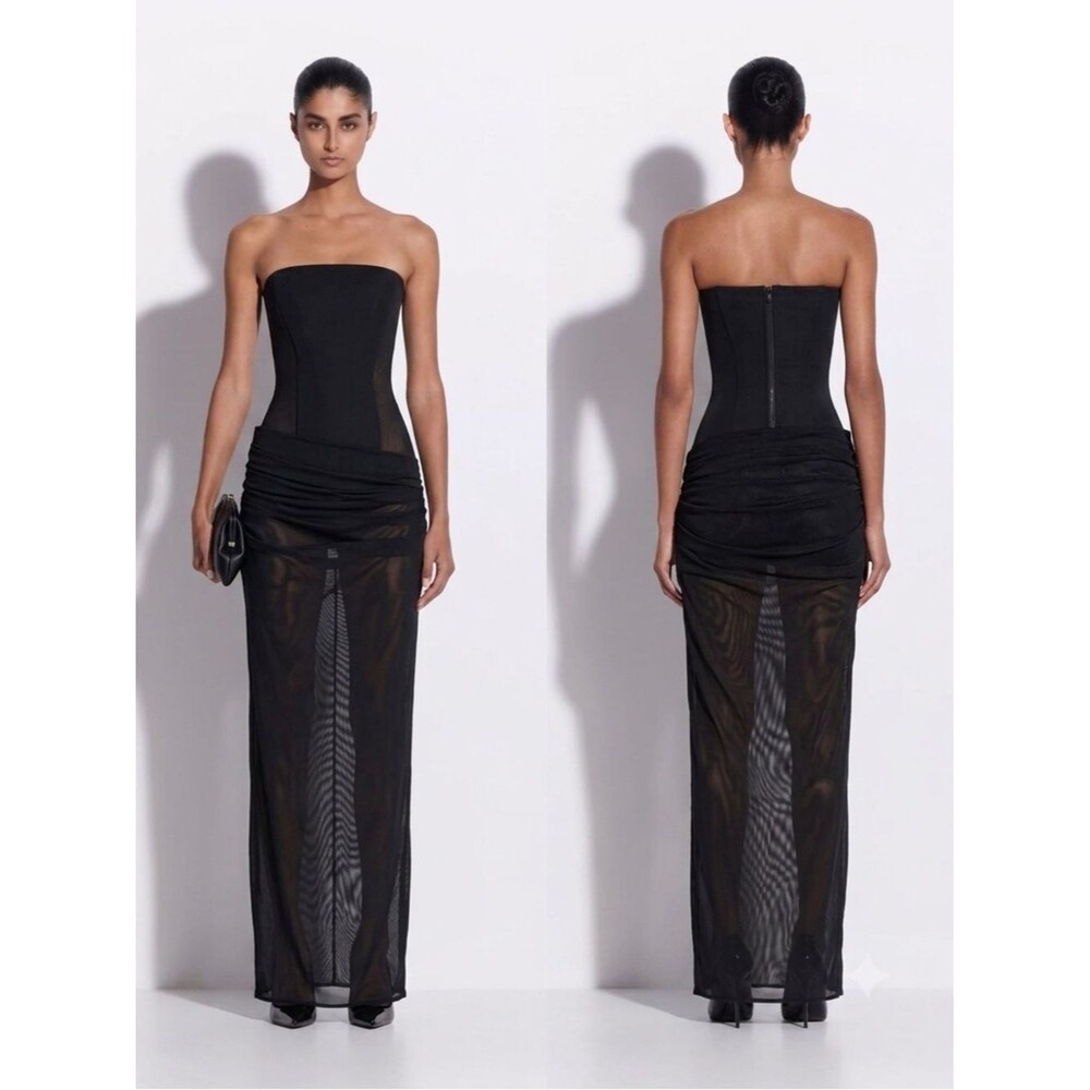 NWOT Alex Perry Sheer strapless corset dress Strapless Black Evening Gown